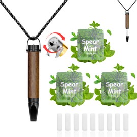 Breathing Necklace to Replace Bad Habit with 9pcs Mint Cores, Adjustable Air Flow Necklace for Stress Relief with Leak-Proof Design & Flat Mouthpiece, Habit Support Necklace for Adults (Brown)
