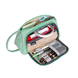 Pencil Case Large Capacity Pencil Case with Holder Pencil Bag Pen Bag Handle Pencil Case Pen Case Makeup Bag Stationery Organiser for Student School Office (Green)