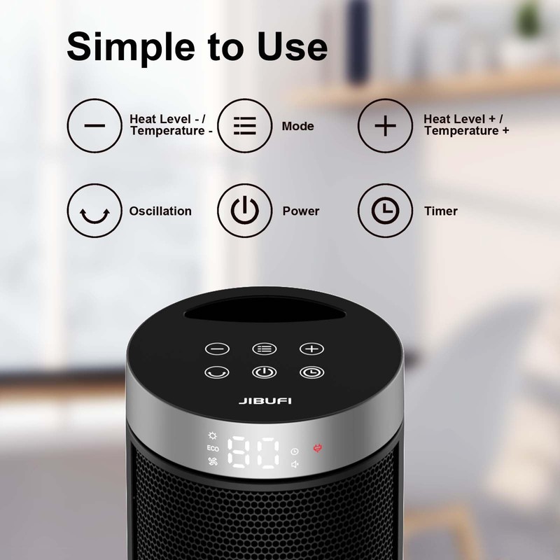 Ceramic Space Heater, Portable Indoor Heater with Remote Control, Three