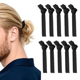 YISCOKO Men's Hair Bobbles Pack of 10, Knotted Hair Bands, Black Elastic Hair Band for Men, Hair Bobbles for Men, Hair Scrunchie Black Braided Headband for Buns, Hair, Elastic.