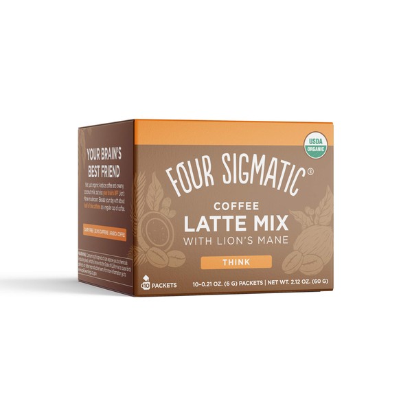 Four Sigmatic Mushroom Coffee Latte, Organic Instant Coffee Latte Mix with Lion's Mane, Chaga Mushrooms & Coconut Milk Powder, Immune & Energy Support, Keto, 10 Count