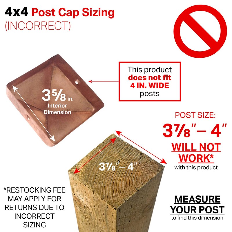 4x4 Hammered Copper Pyramid Post Caps (3-Pack) - Extended Lip