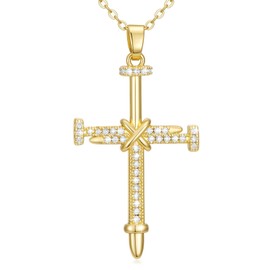 Hooporia Cross Necklace 14K Gold Cross Necklaces for Women Twisted Cross Infinity Open Loop Pendant Necklace for Womens Religious Jewelry