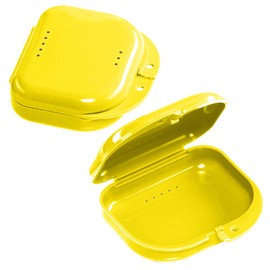 Yellow Retainer Case Box - Individually Sealed, Dental Storage Container for Retainers, Aligners, Mouth Guards, Invisalign - Bag of 12 Cases
