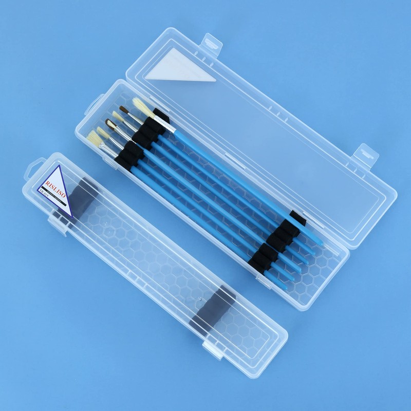 RISLISO Watercolor Paint Brush Holder Organizer Case，Portable Travel Acrylic Clear