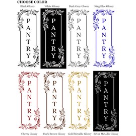 Imagnt Studio Vertical Pantry Decal/Sticker/Mural with Flower/Floral Pattern - Pantry Sign - Vinyl Wall Art Decal - Kitchen Door Décor (Permanent Glossy Vinyl, Black, 24x9.5 inches)