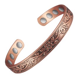EnerCoppeX Copper Bracelets Brazaletes for Women, Adjustable Cuff Bangles, Cross Copper Magnetic Bracelet for Men