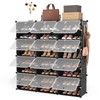 ROJASOP Portable 8-Tier Shoe Cabinet - 48-Pair Shoe Organizer with Expandable, Free Standing, Stackable Space Saving Design and 2 Exclusive Versatile Hooks for Bedroom