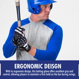 American Flag Baseball Batting Gloves - Men's & Youth Unisex (Black Stars & Strips, Adult X Large)