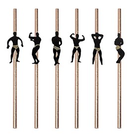 36 Pieces Fitness Dancing Men Straws Glitter Male Dancer Pre-Glued Straws for Night Out Party Decorations Bridal Shower Favors Supplies