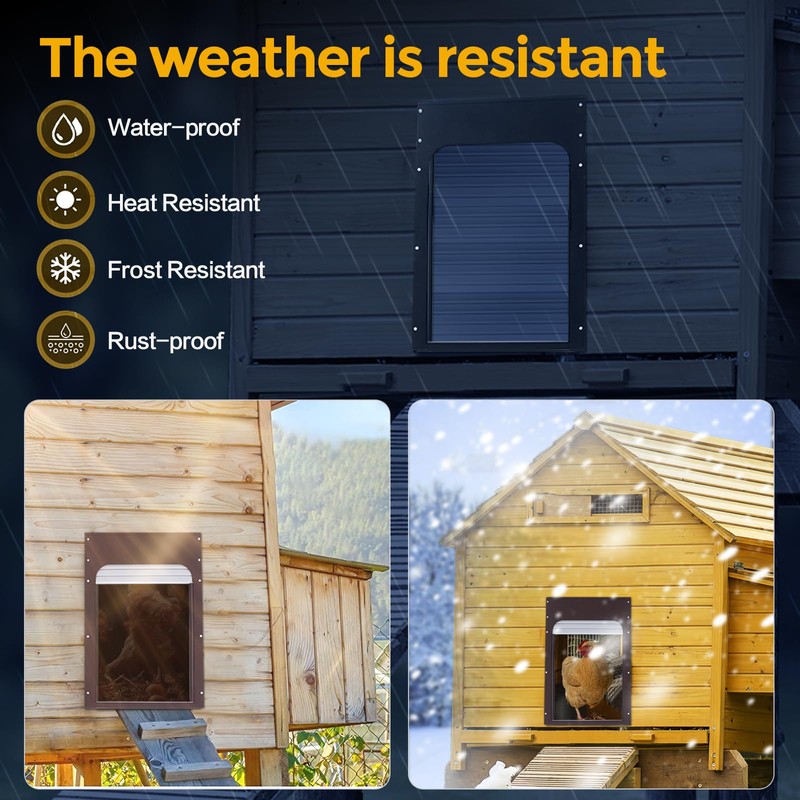Automatic Chicken Coop Door Solar Powered - Remote Control/Timer/Light Sensor