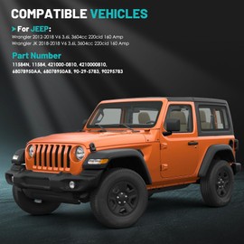 Farrme 11584 Car Alternators 160Amp Fit for Jeep Wrangler 2012-2018 V6 3.6L, Wrangler JK 2018 V6 3.6L Automotive Replacement Alternators 421000-0810, 68078950AA, 68078950AB, 11584N CCW Alternator