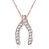 AFFY Round Cut Cubic Zirconia Wishbone Pendant Necklace in 14K