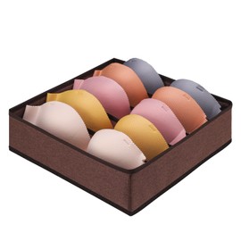 Cawek Drawer under Cabinet Clothes Organizer 5 Cell Foldable Storage Cubes Underwear Drawer Organizer Dividers Storage Boxes for Bra, Underwear（Coffee）