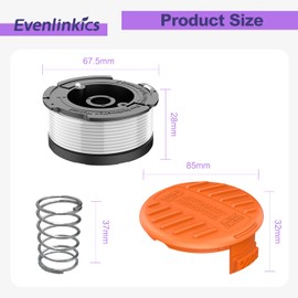 EVENLINKICS Grass trimmer spools, trimmer spool for Black Decker grass trimmer, A6481 A6485 trimmer line spool compatible with Black Decker grass trimmer. (8 replacement thread spools + 1 spool cover