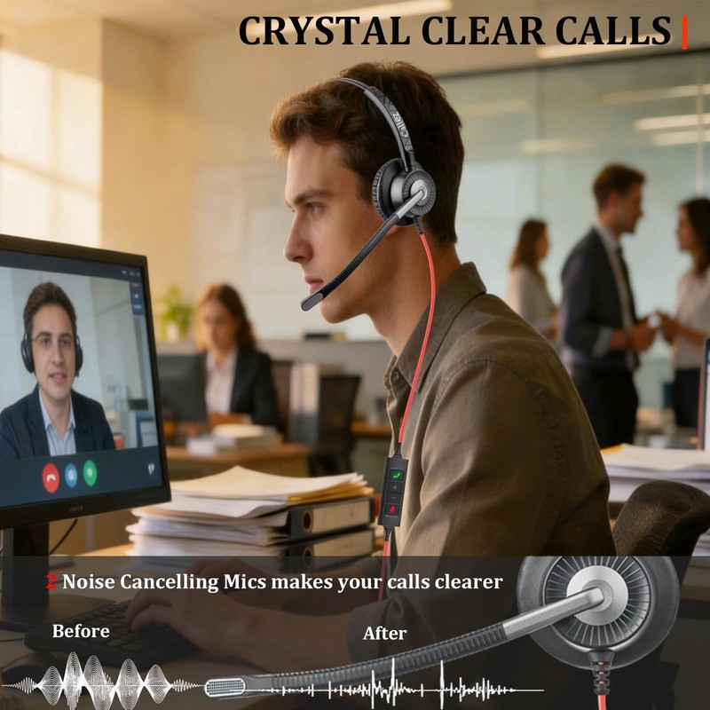 Callez USB Headset with ENC 2 Noise Cancelling Mics for
