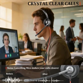 Callez USB Headset with ENC 2 Noise Cancelling Mics for PC Laptop Office