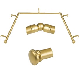 TONIAL 3/4 Inch Bay Window Curtain Rods, 36 to 72 Inch Center Rod for window 24 to 68 Inch, 20 to 36 Inch Side Rod for window 16 to 32 Inch, Decoratice Drapery Rods with Small Cap Finial, Antique Gold