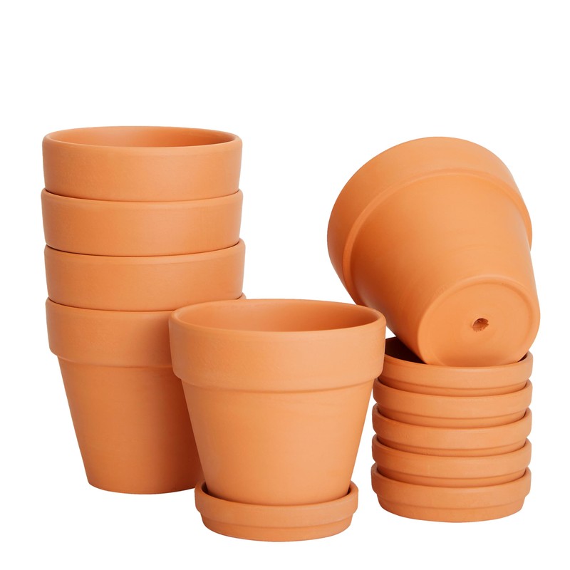 Juvale 4-inch 6 Pack Small Terracotta Pots with Saucer and