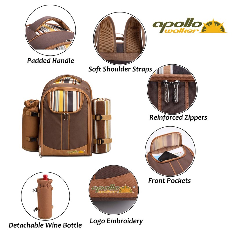 Apollo Walker Picnic Backpack Bag for 4 Person with Cooler
