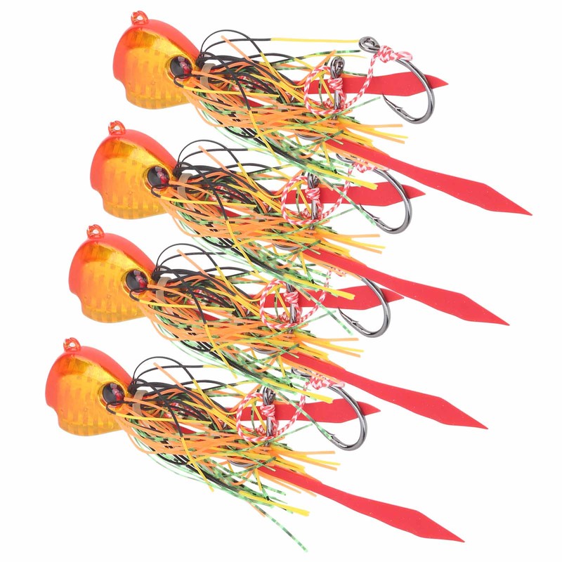 4Pcs 65g Fishing Artificial Baits Silicone Skirts Lures with Hook