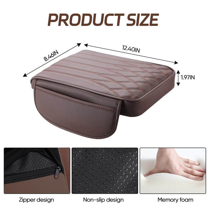 wuyaoyao Car Center Console Cover, Leather Car Armrest Box Cover,