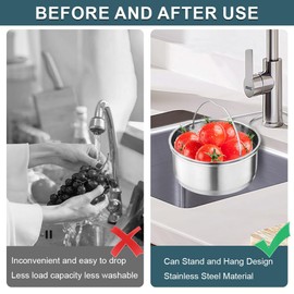 Cxqbsmy Kitchen Sink Strainer, Multifunctional Drain Basket, Strainer Basket Sink, Stainless Steel, Corner Sink Strainer, Sink Strainer Basket for Filter Kitchen Waste and Wash Vegetables Fruits