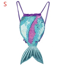 Magic Mermaid Tail Sequin Backpack - Mermaid Drawstring Magic Reversible Sequins Backpack Fashion Glitter Drawstring Dance Bag Girls, Purple S