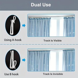 ZAAWUUT 50-Pack Plastic Curtain Hooks,Adjustable Pinch Pleat Hook,Curtain Drapery Pin Hook for Pleated Drapes,Ratchet System Pinch Pleat Curtain Hanger (50, 3.35 Inch)