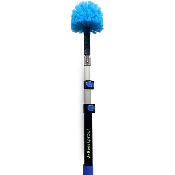 EVERSPROUT 5-to-13 Foot Cobweb Duster and Extension-Pole Combo (20 Foot Reach, Medium-Stiff Bristles), Hand-Packaged, Lightweight, 3-Stage Aluminum Pole, Indoor & Outdoor Use Brush Attachment