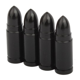 TOMALL Aluminium Valve Caps Bullet Black for Motorcycles Bicycle Car (Pack of 4)