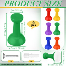 Otoolling 6 Pack Pushpin Shape Wall Coat Hooks Colorful Cute Wood Coat Hanger Vertical Wooden Hooks for Classroom Bedroom Decoration for Hanging Coats Keys Hats(Rainbow)