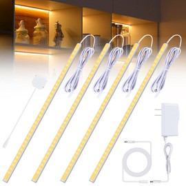 JUSJUBR 4PCS x 12inch Sector Display Cabinet Lights, Dimmable LED Shelf Lighting with Memory Function, Bookcase Lighting, LED Lights for Display Case/Pantry/Closet/Safe, Warm White 3000K