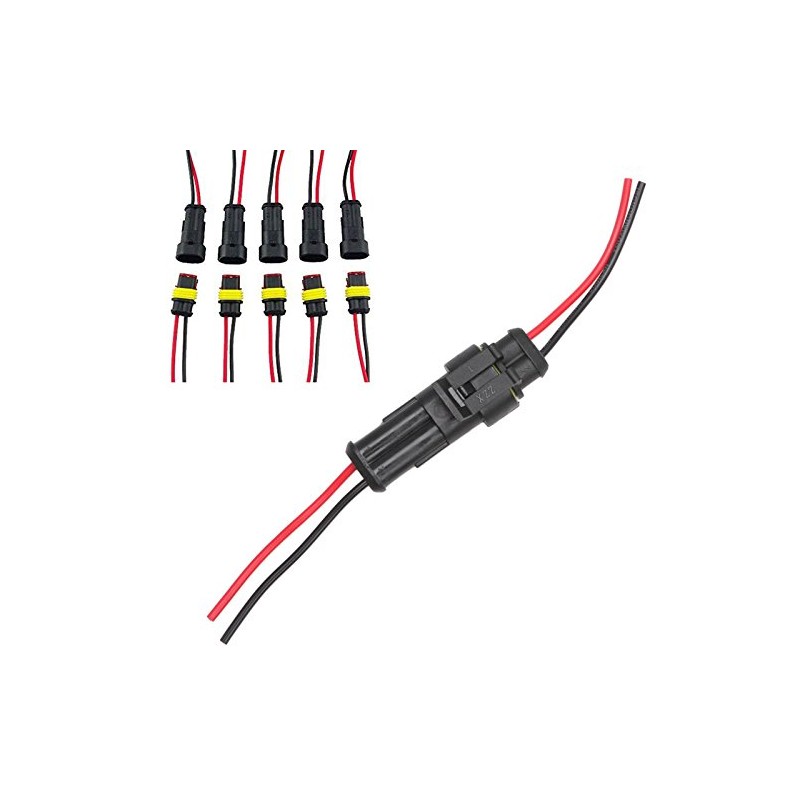 2 Pin Electrical Connector Plug 12V Waterproof Connector 5 Pieces