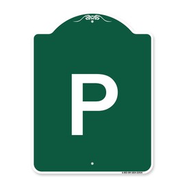 SignMission Designer Series Sign - Sign with Letter P | Green & White 18" X 24" Heavy-Gauge Aluminum Architectural Sign | Protect Your Business & Municipality | Made in The USA