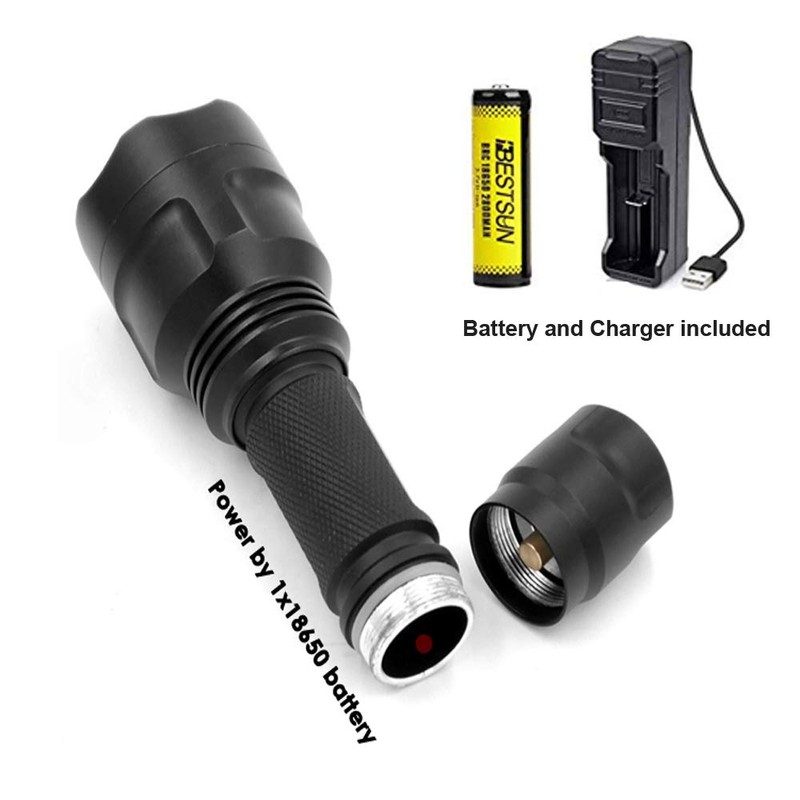 BESTSUN Red Light Torch, Red Hunting Flashlight Signal Torches Zoomable