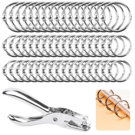 Annickee Pack of 120 Book Rings with Punch Pliers 15 mm/20 mm Book Binding Rings, Binder Rings, Index Cards Ring, Ring Binder Silver, Ring Binding for Loose Leaf Scrapbook Album Office Supplies Book