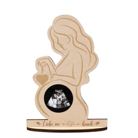free-space Pregnant Mum Bump Photo Ultrasonic Sonogram Wooden Picture Frame Expectant Mother Photo Love at First Sight Display Keepsake (Mother)