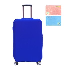 Washable Elastic Luggage Bag Cover, Travel Suitcase Protective Cover with Luggage Waterproof Stickers Labels for DIY Patterns, Dust Anti-Scratch Protector Bag (Blue, M(22"-24" Suitcase))