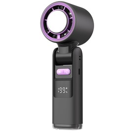 Betherioa Portable Handheld Fan with Cooling Plate, 1-199 Speed Foldable Mini Fan with Stand, Hook & Lanyard, Up to 6H Use for Travel, Office, Home & Outdoor (Purple Grey)