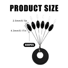 JTKREW 600 Rubber Fishing Bobber Stoppers - Rubber Stopper Line Stopper Fishing - 6-in-1 Rubber Beads Floats Fishing (Black or Yellow)