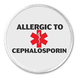 Allergic to CEPHALOSPORIN 3" Sew On Patch Medical Alert Symbol Allergy Health