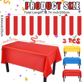 Fanfanwin 9 Pcs Carnival Theme Party Decorations Carnival Table Skirts Red White Striped Table Cloth Carnival Circus Theme Tent Banner for Carnival Circus Decors Party Supplies