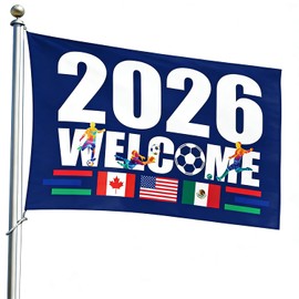 Shrandi World Cup 2026 Merchandise, bandera de la Copa Mundial 2026, decoraciones de la Copa Mundial para fiestas, fotomatones y eventos de fútbol, cartel de patio de 5 x 3 pies, bandera de jardín al