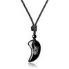 COAI Silver Carved Onyx Household Amulet Evil Protection Magatama Amulet