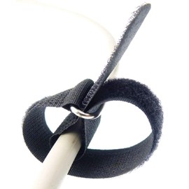 20 x 20 cm x 20 mm Resealable Velcro Cable Ties Black with Metal Eyelet - Cable Velcro Tape 200 mm Reusable