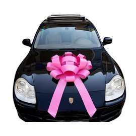 Giant Car Bow 30" - Red | Non Scratch Magnet & Weather Resistant Vinyl Car Bow (Pink Vinyl - 1 Pcs)