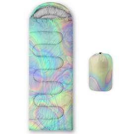 Smell Sunshine Kids Sleeping Bag for Boys Girls,Green Line Print-Lightweight Warm Portable Outdoor Indoor-Waterproof Cold Weather Resistant Sleeping Bag for Camping Hiking(Line)