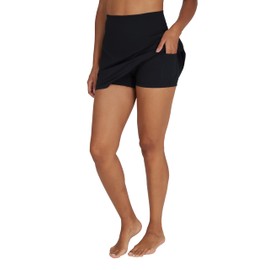 90 Degree by Reflex Tennis Skorts High Waisted Pickleball Skirts with Inner Shorts and Pockets for Women - Black Lux - Large