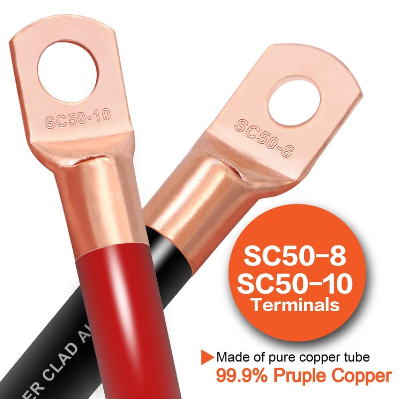 1/0 Gauge Wire(20ft Each - Red/Black) Copper Clad Aluminum CCA